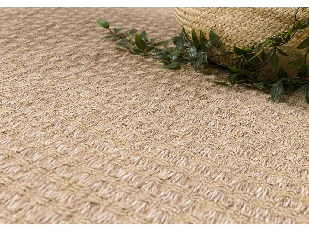 Tapijt Jute 3650 Beige Een Kleur - Jute, Platgeweven, Franjes 140X190 Cm-RugsX Hot