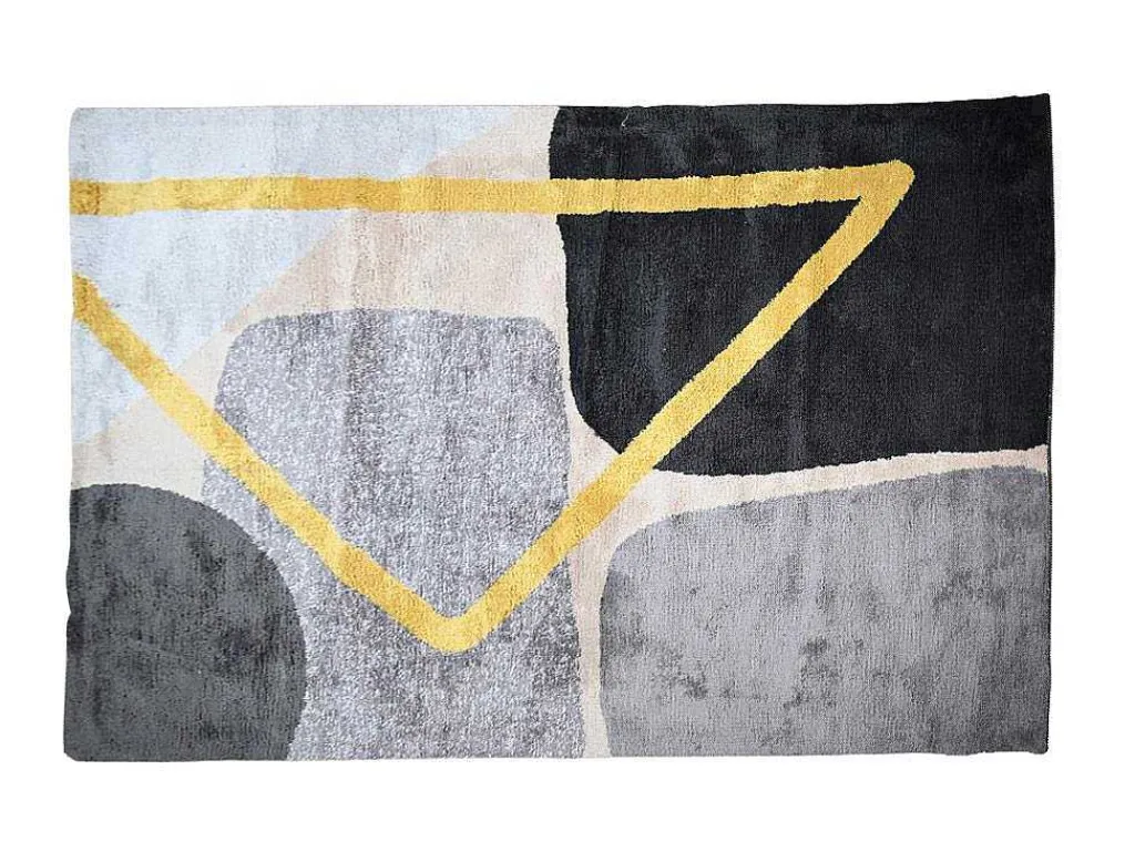 Tapijt Moderne Stijl Picadilly - 160X230Cm - Grijs, Zwart En Goud-OZAIA New