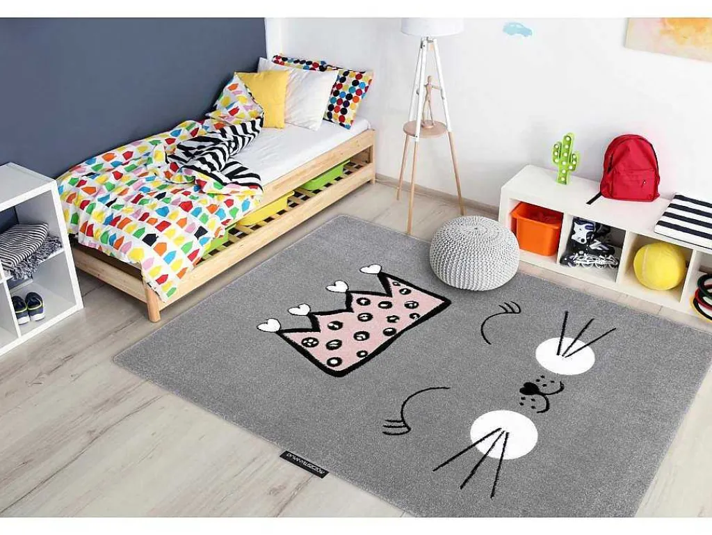 Tapijt Petit Cat Kat Poes Poesje Kroon Grijskleuring 120X170 Cm-RugsX Best