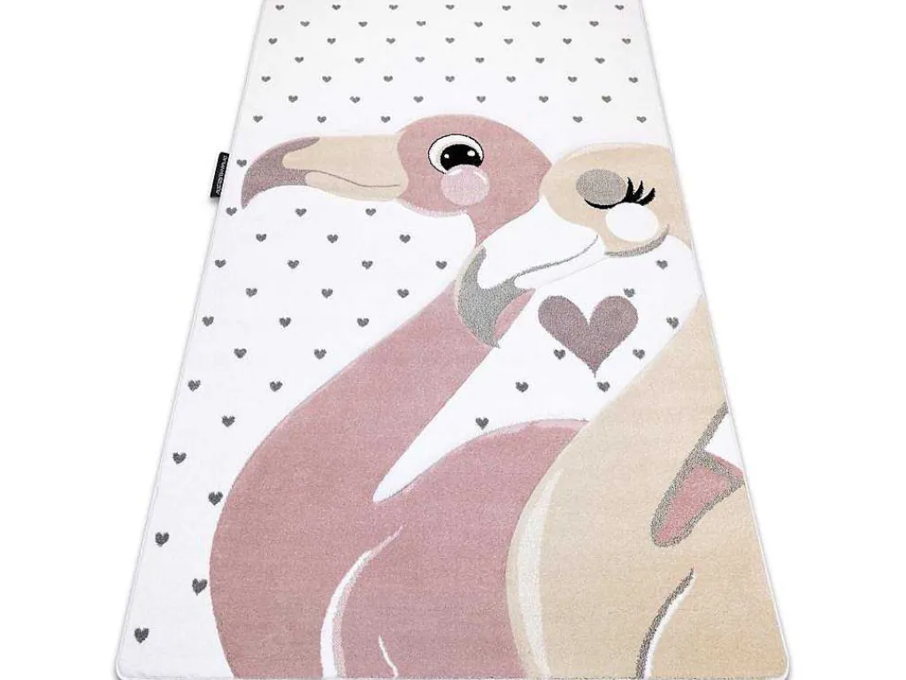 Tapijt Petit Flamingos Flamingo'S Hartjes Creme 80X150 Cm-RugsX Discount