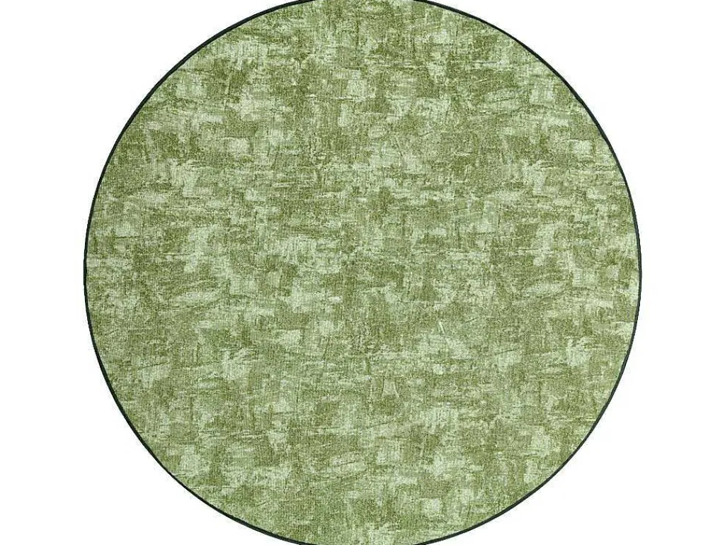 Tapijt Rond Solid Groen 20 Beton Cercle 100 Cm-RugsX Online