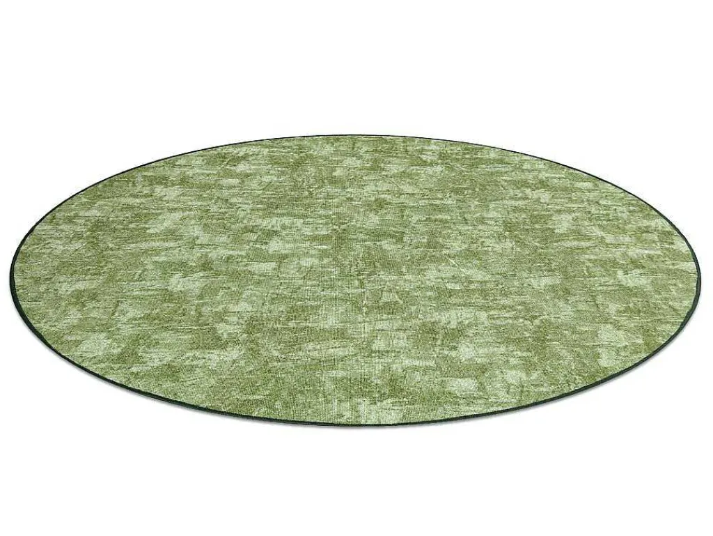 Tapijt Rond Solid Groen 20 Beton Cercle 100 Cm-RugsX Online