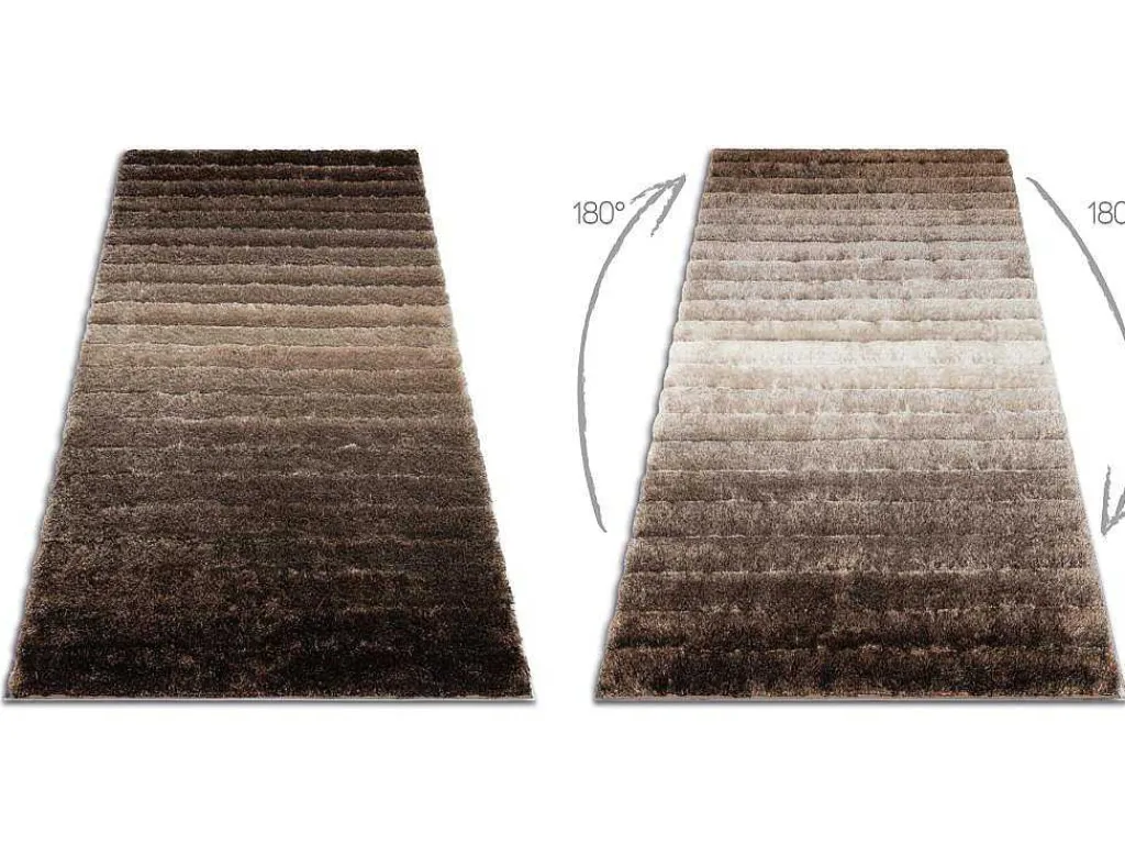 Tapijt Shaggy Flim 007-B3 Modern, Strips - Structureel, Bruin 80X150 Cm-RugsX Online
