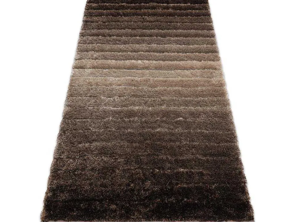 Tapijt Shaggy Flim 007-B3 Modern, Strips - Structureel, Bruin 80X150 Cm-RugsX Online