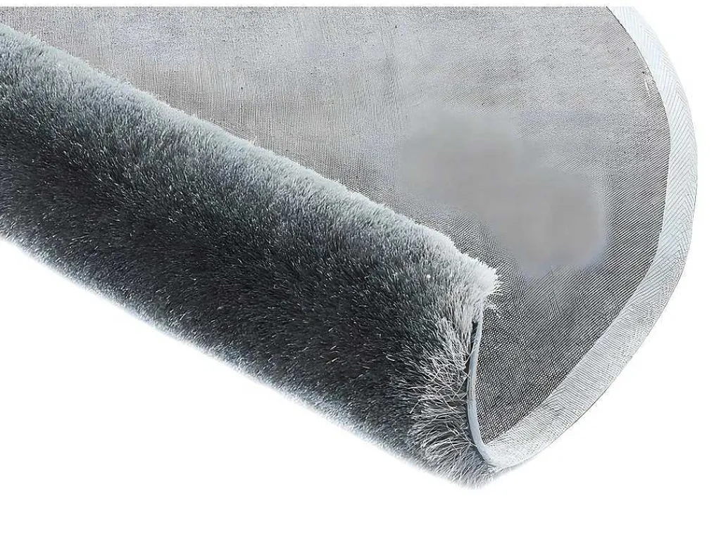 Tapijt Shaggy Glitter Zilver - Polyester - D120 Cm-OZAIA