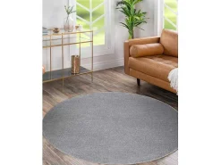 Tapijt Softy Cirkel Uniform, Enkele Kleur Grijs Cercle 200 Cm-RugsX Best