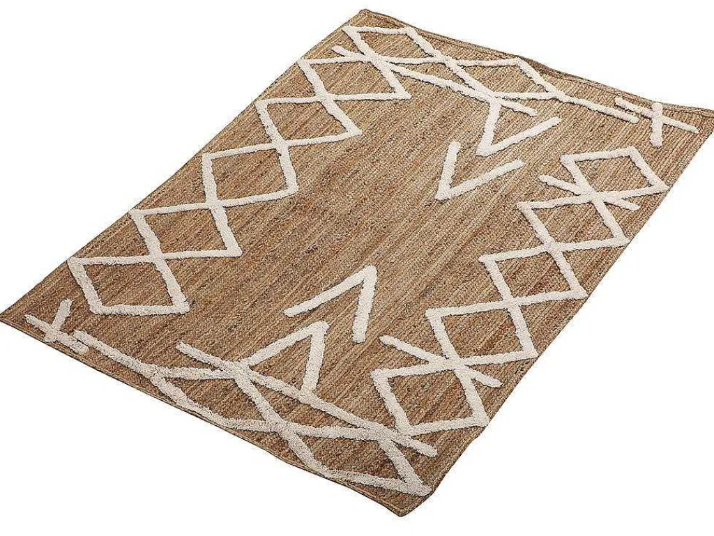 Tapijt Van Handgeweven Jute En Katoen - 160 X 230 Cm - Naturelkleurig En Wit - Garland-OZAIA Sale