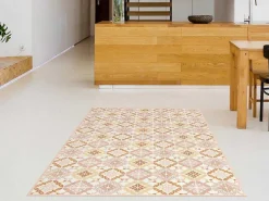 Tapijt Van Vinyl Met Cementtegeleffect - 120 X 180 Cm - Oranje En Roze - Eloza-OZAIA Discount