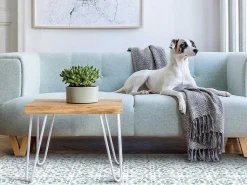 Tapijt Van Vinyl Met Cementtegeleffect - 120 X 180 Cm - Blauw En Wit - Princy-OZAIA Clearance