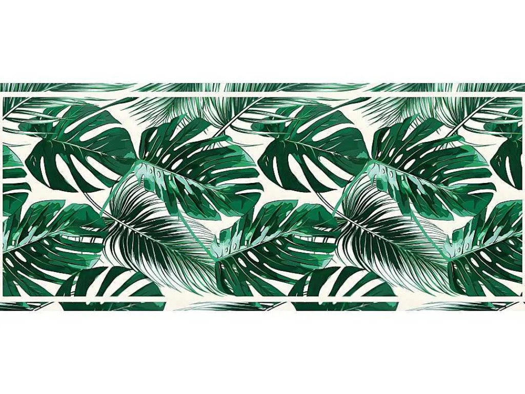 Tapijt Van Vinyl Met Etnische Stijl Sierrana - 66 X 160 Cm - Groen En Wit-OZAIA