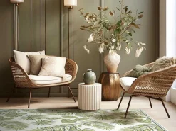 Tapijt Van Vinyl Met Tropisch Motief - 120 X 180 Cm - Groen En Wit - Tropicala-OZAIA Hot