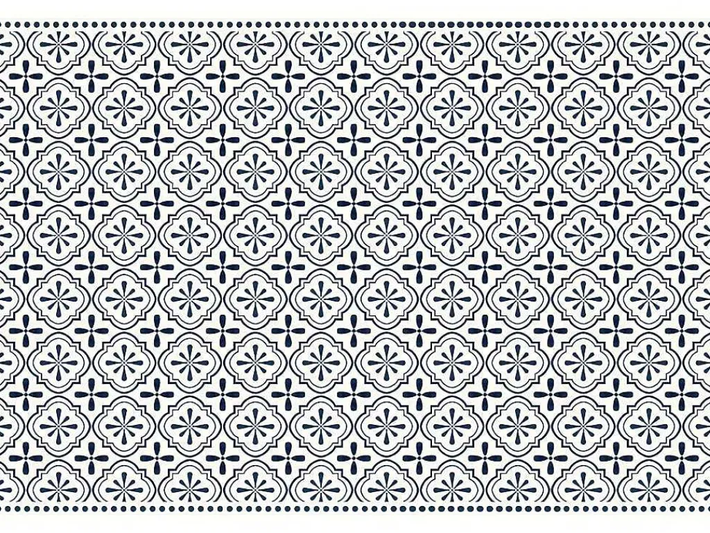 Tapijt Van Vinyl Met Vloertegelmotief Terquise - 120 X 180 Cm - Blauw En Wit-OZAIA Best