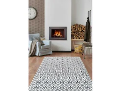 Tapijt Van Vinyl Met Vloertegelmotief Terquise - 120 X 180 Cm - Blauw En Wit-OZAIA Best