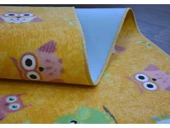 Tapijt Voor Kinderen Owls Geel Uilen 200X400 Cm-RugsX Outlet