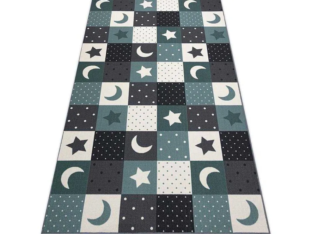 Tapijt Voor Kinderen Stars Sterren, Sterretje , Kinderen, Turkoois / 300X450 Cm-RugsX New