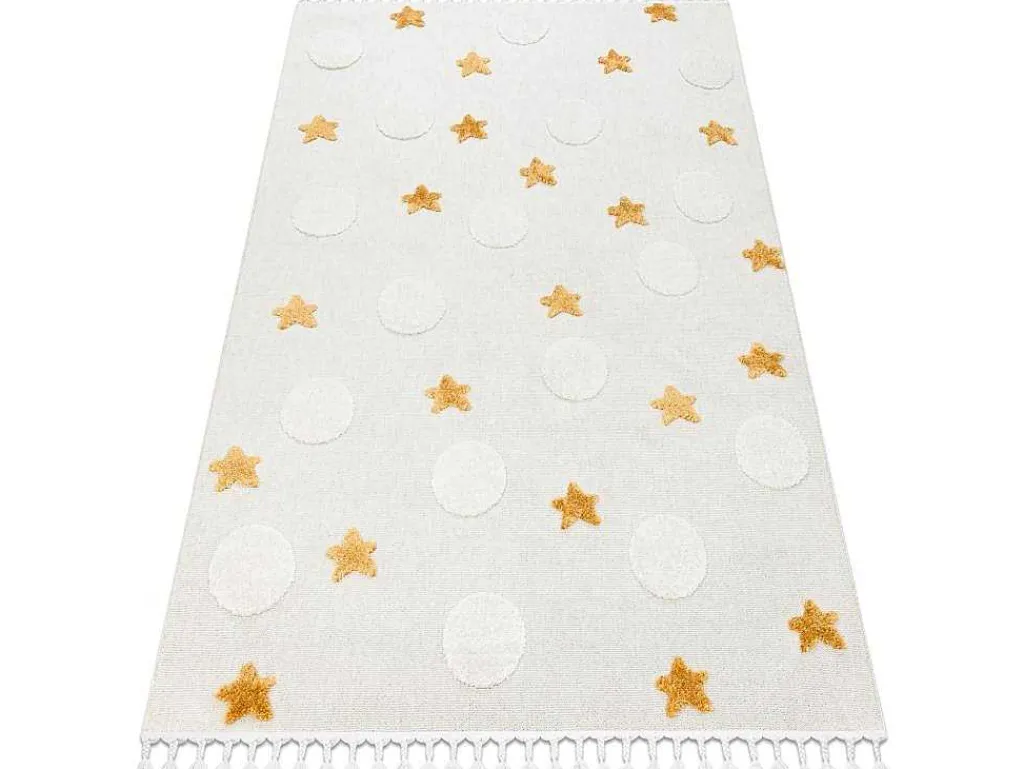 Tapijt Yoyo Gd75 Wit / Oranje - Sterren, Cirkels Voor Kinderen, Struct 200X290 Cm-RugsX Best