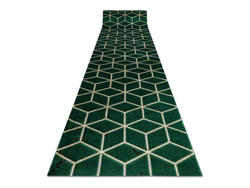 Tapijtloper Emerald Exclusief 1014 Glamour, Stijlvol Kubus Fles Groen 80X400 Cm-RugsX Sale