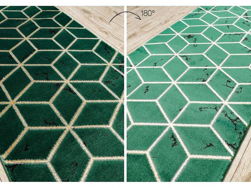 Tapijtloper Emerald Exclusief 1014 Glamour, Stijlvol Kubus Fles Groen 80X280 Cm-RugsX Hot