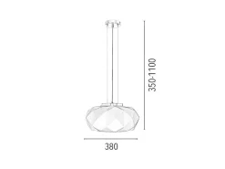 Terra Hanglamp, Chroom, Wit, 38X38X110 Cm,-EPIKASA Best