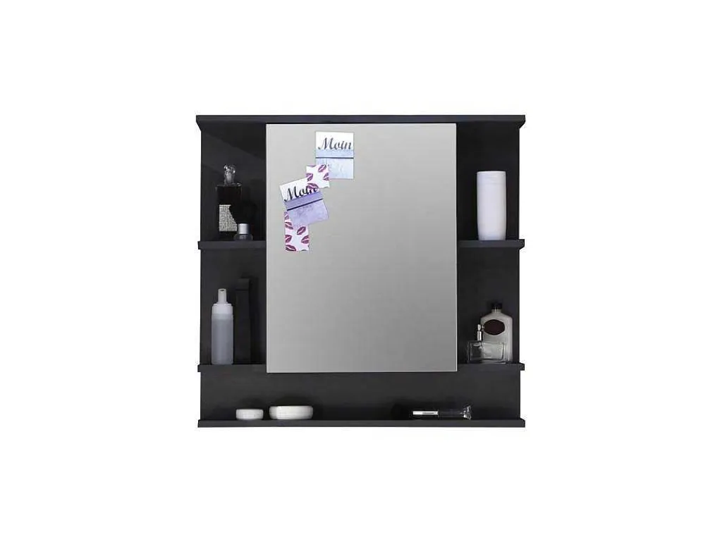 Tetisbad Spiegelkast 1 Deur, 5 Open Vakken Grafiet Decor, Spiegelglas.-Trendteam Clearance