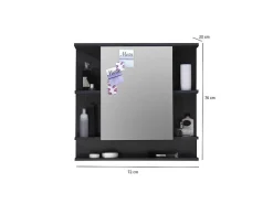 Tetisbad Spiegelkast 1 Deur, 5 Open Vakken Grafiet Decor, Spiegelglas.-Trendteam Clearance