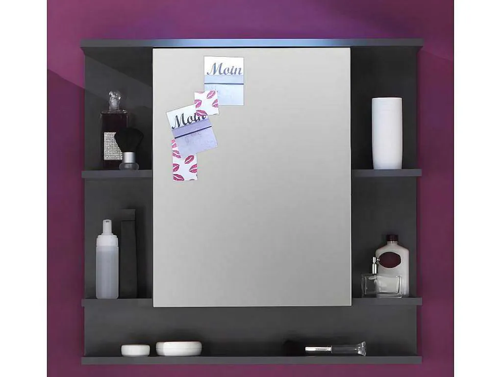 Tetisbad Spiegelkast 1 Deur, 5 Open Vakken Grafiet Decor, Spiegelglas.-Trendteam Clearance