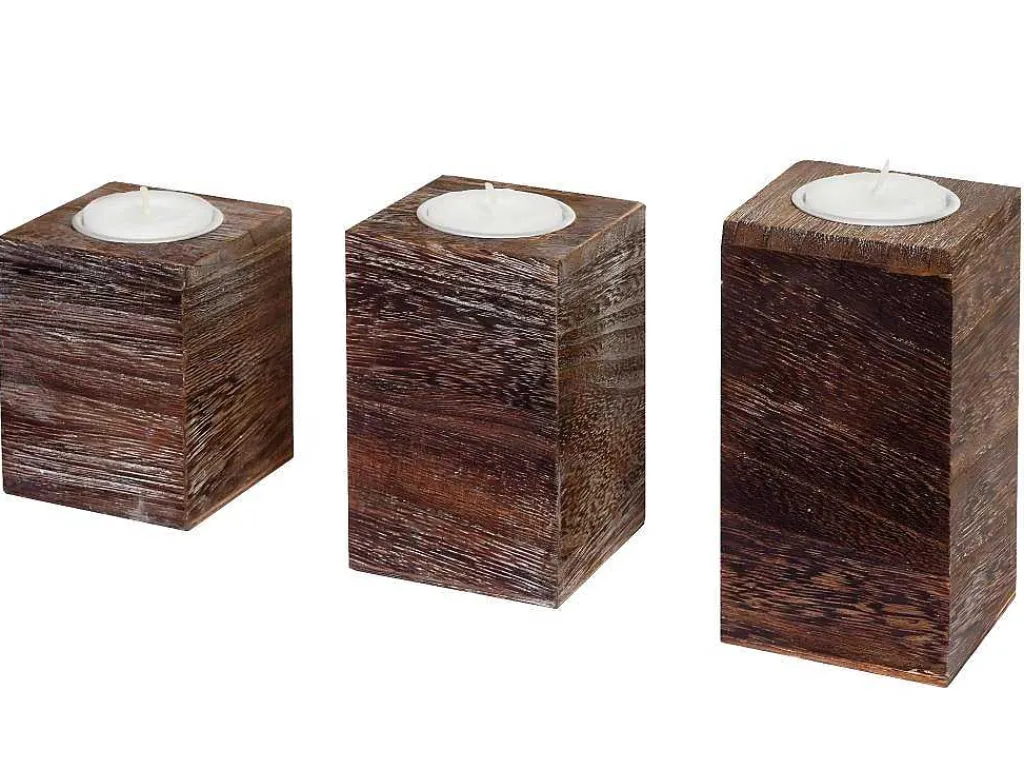 Theelichthouder Mcw-C58 (3 Stuks), Bruin-Vente-unique Hot