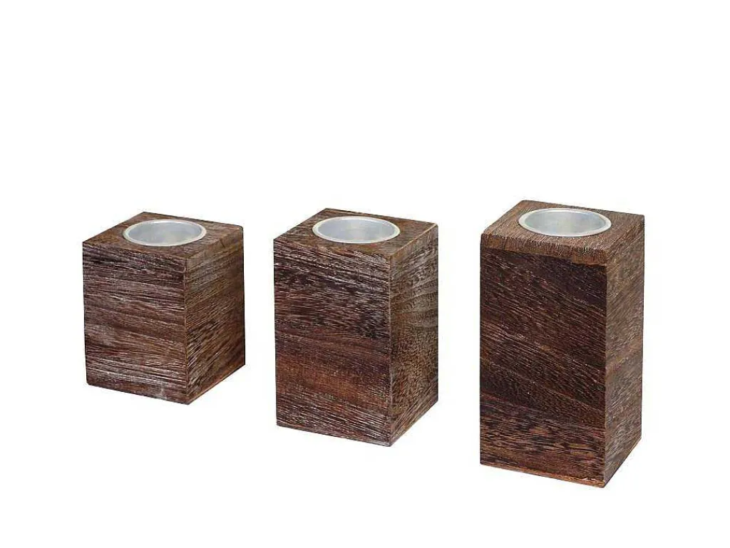 Theelichthouder Mcw-C58 (3 Stuks), Bruin-Vente-unique Hot