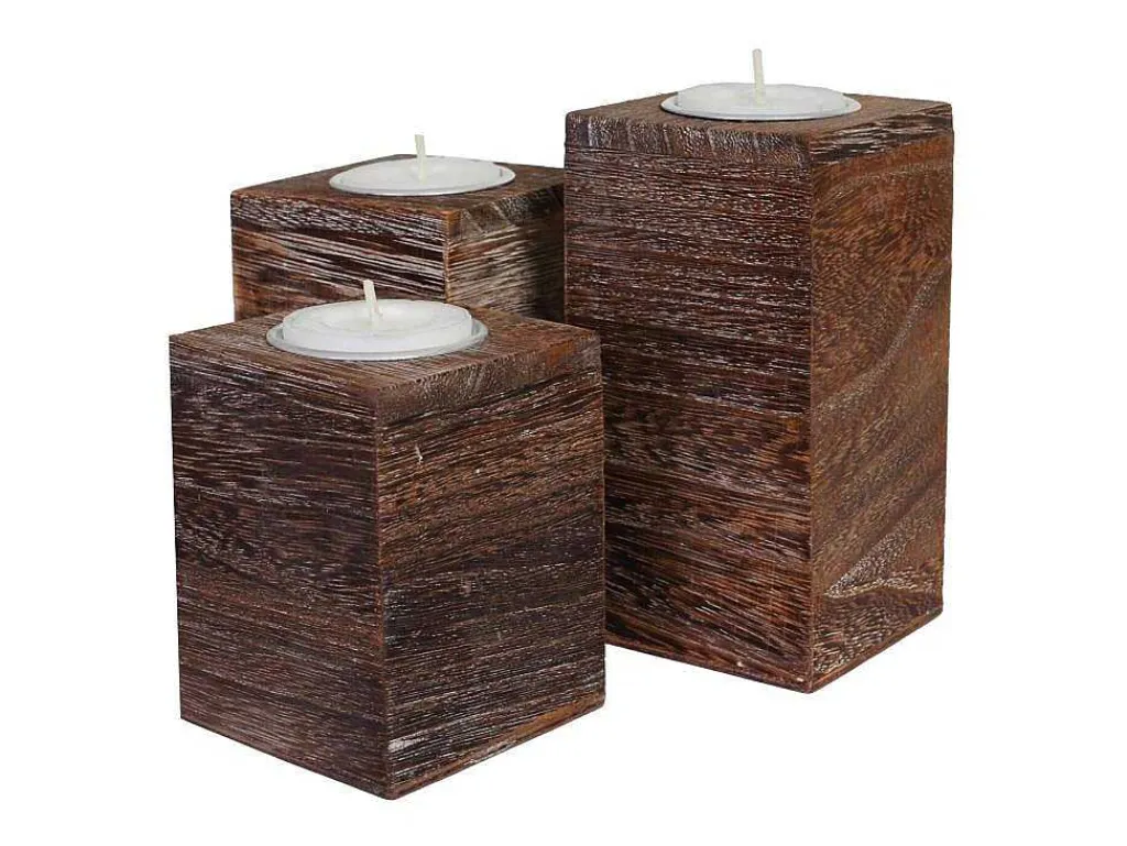 Theelichthouder Mcw-C58 (3 Stuks), Bruin-Vente-unique Hot