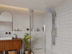 Thermostatische Douchekolom Met Massagestralen, Ledverlichting En Bluetooth - L20 X H165 Cm - Zilverkleurig - Chakra V-Shower & Design