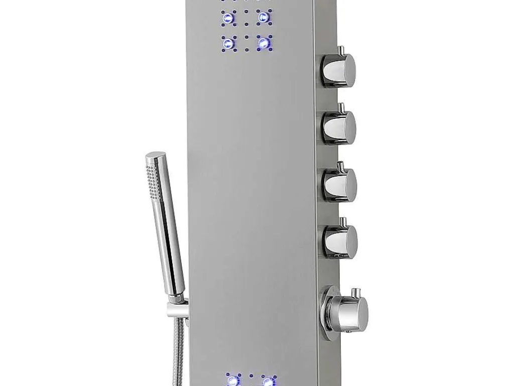 Thermostatische Douchekolom Met Massagestralen, Ledverlichting En Bluetooth - L20 X H165 Cm - Zilverkleurig - Chakra V-Shower & Design