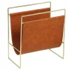 Tijdschrifthouder In Vintage-Stijl Van Kunstleer - L38 X D22 X H41 Cm - Metaal En Bruin Kunstleer - Ferri-OZAIA Hot