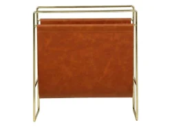 Tijdschrifthouder In Vintage-Stijl Van Kunstleer - L38 X D22 X H41 Cm - Metaal En Bruin Kunstleer - Ferri-OZAIA Hot