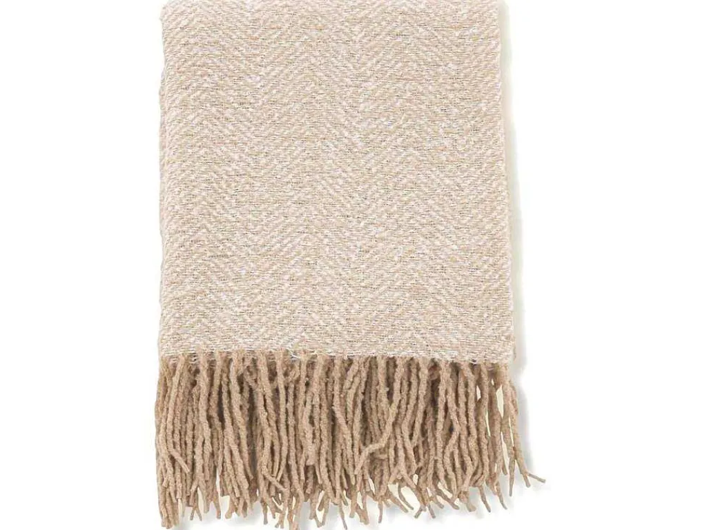 Toby Plaid 170X130Cm Beige, Wit.-Venture Home Online