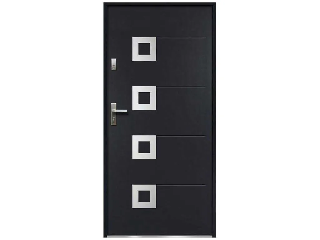 Toegangsdeur Van Geglazuurd En Roestvrij Staal H207 X B100 Cm Antraciet - Rechter Deur - Tifana-Vente-unique Best