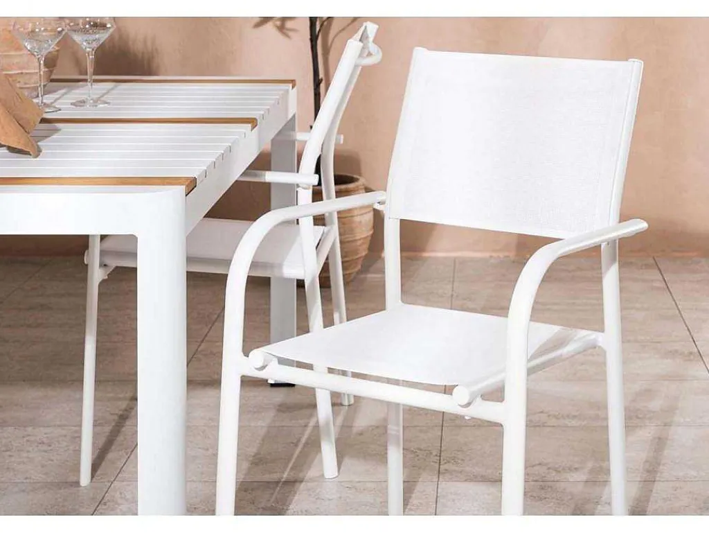Togo Tuinmeubelset Tafel 90X150Cm Wit, 4 Stoelen Santorini Wit.-Vente-unique
