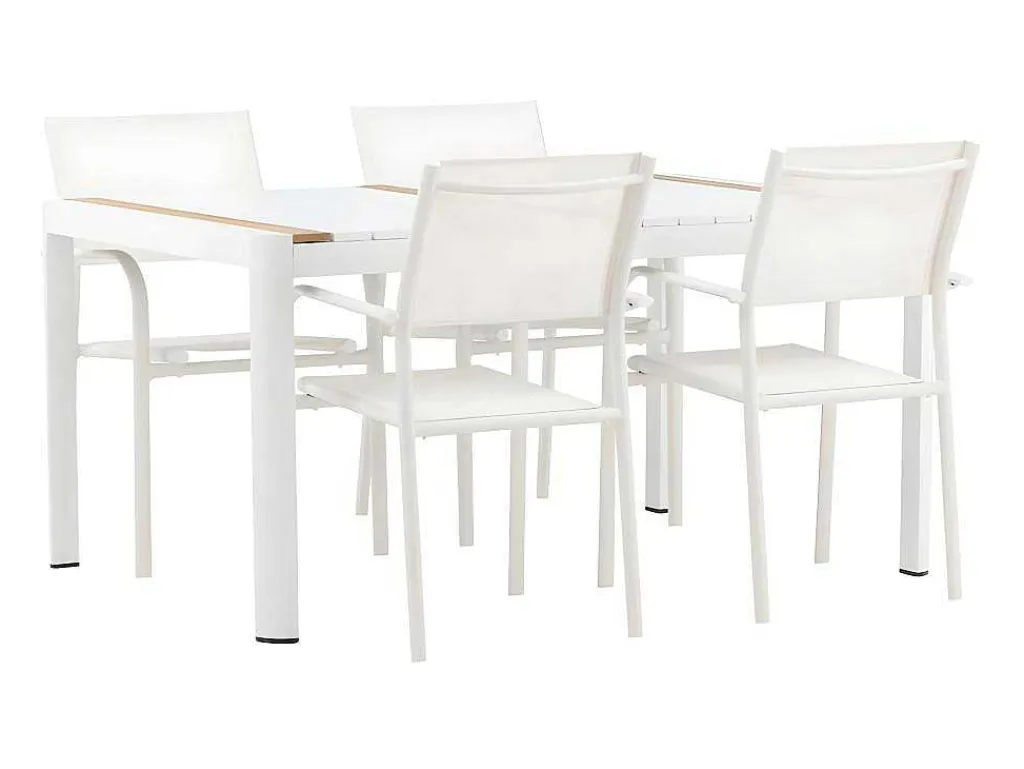 Togo Tuinmeubelset Tafel 90X150Cm Wit, 4 Stoelen Santorini Wit.-Vente-unique