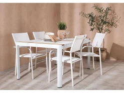 Togo Tuinmeubelset Tafel 90X150Cm Wit, 4 Stoelen Santorini Wit.-Vente-unique
