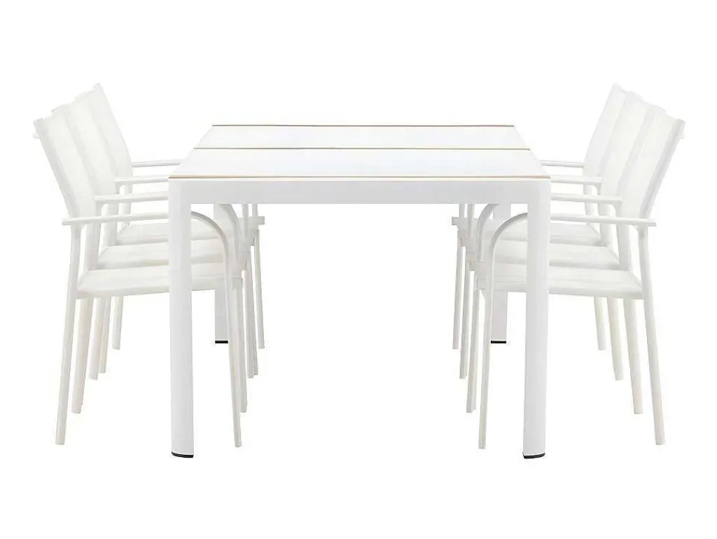 Togo Tuinmeubelset Tafel 100X200Cm Wit, 6 Stoelen Santorini Wit.-Vente-unique Online
