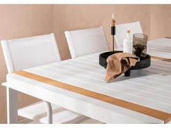 Togo Tuinmeubelset Tafel 100X200Cm Wit, 6 Stoelen Santorini Wit.-Vente-unique Online