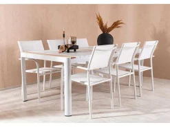 Togo Tuinmeubelset Tafel 100X200Cm Wit, 6 Stoelen Santorini Wit.-Vente-unique Online