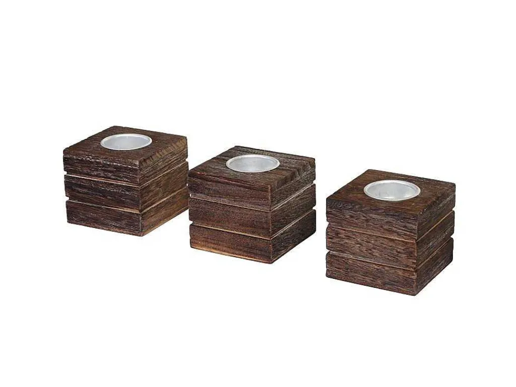Tolve Theelichthouder (Set Van 3), Bruin-Vente-unique New