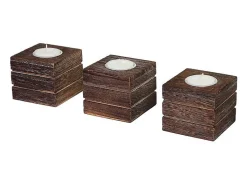 Tolve Theelichthouder (Set Van 3), Bruin-Vente-unique New