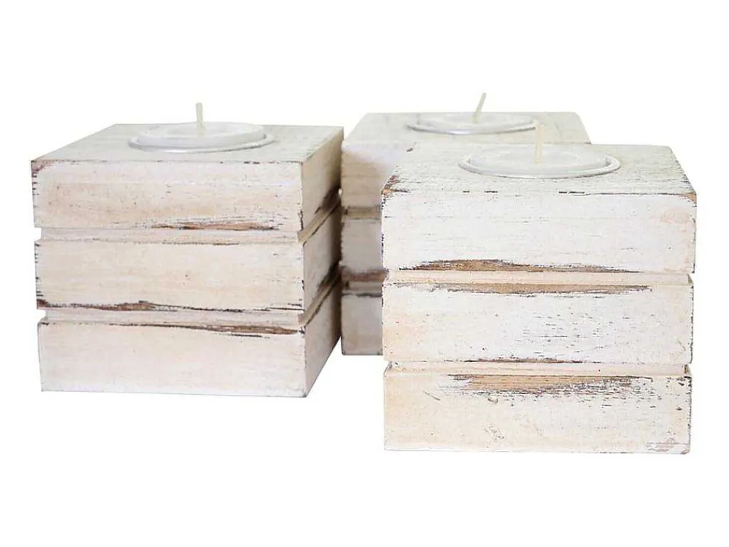 Tolve Theelichthouder (Set Van 3), Wit-Vente-unique Online