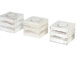 Tolve Theelichthouder (Set Van 3), Wit-Vente-unique Online