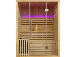 Traditionele Finse Sauna Sigtuna - 2 Tot 3 Plaatsen - L150 X L120 X H200 Cm - Met Led Verlichting-VOGUE SAUNA Online