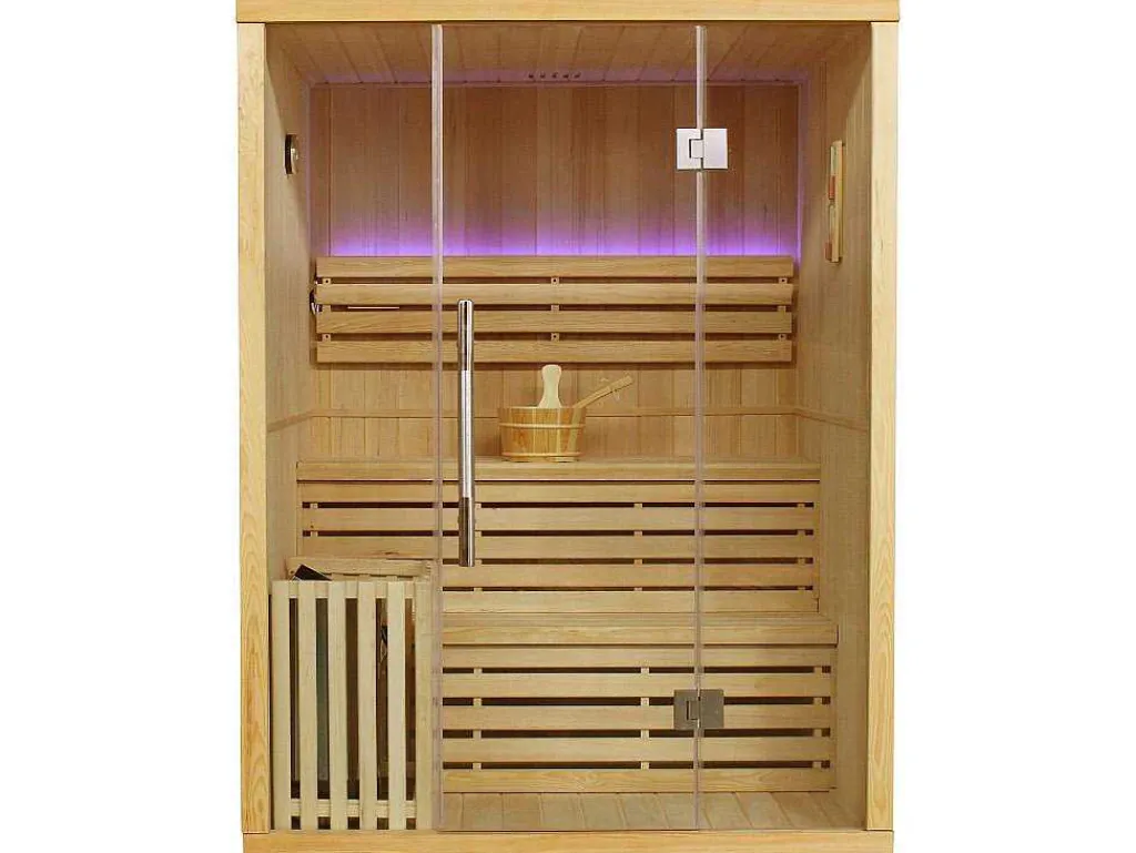 Traditionele Finse Sauna Sigtuna - 2 Tot 3 Plaatsen - L150 X L120 X H200 Cm - Met Led Verlichting-VOGUE SAUNA Online