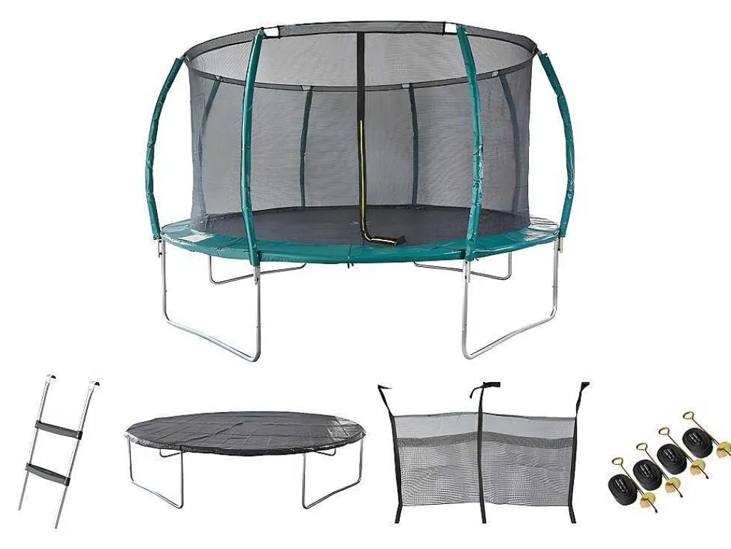 Trampoline Met Binnenbeschermingsnet, Ladder, Dekzeil En Verankeringsset D.427 Cm - Wallaby-Vente-unique Hot
