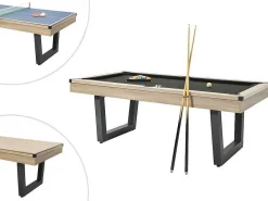 Transformeerbare Tafel - Biljart & Pingpong - Licht Naturelkleurig En Zwart - L213,4 X B111,8 X H78,5 Cm - Melian-Vente-unique Best