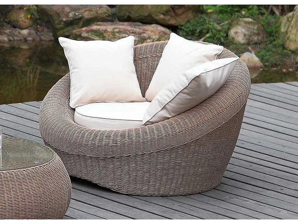 Tuin Loungeset Van Karamel Gevolchten Hars - Zitbank & 2 Fauteuils & Salontafel - Whiteheaven-MYLIA Online